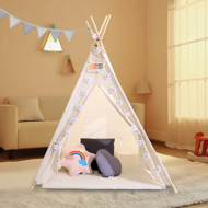 Kinder-Tipi-Zelt JULIUS, 120x120x160cm, weiß/grau