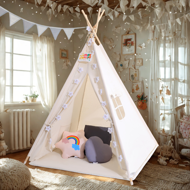 Kinder-Tipi-Zelt JULIUS, 120x120x160cm, weiß/grau