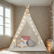 Kinder-Tipi-Zelt JULIA, 120x120x160cm, beige/rosa