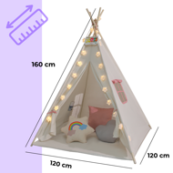 Kinder-Tipi-Zelt JULIA, 120x120x160cm, beige/rosa