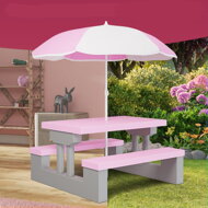 Kindersitzgruppe mit Sonnenschirm JASMIN, 67x78,5x42,5cm, rosa/grau