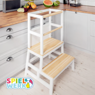 Lernturm PLAY aus Kiefernholz, 93x56x49 cm, weiß/naturbraun