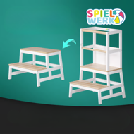 Lernturm PLAY aus Kiefernholz, 93x56x49 cm, weiß/naturbraun