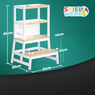 Lernturm PLAY aus Kiefernholz, 93x56x49 cm, weiß/naturbraun