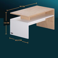 Couchtisch SACRAMENTO, 95x55x50cm, weiß/braun