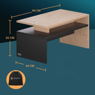 Couchtisch SACRAMENTO, 50x47x95 cm, braun/grau