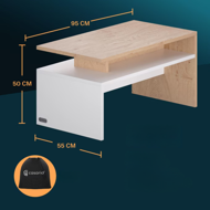Couchtisch SACRAMENTO, 95x55x50cm, weiß/braun