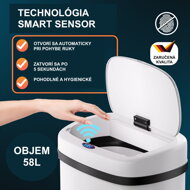 Sensor-Mülleimer DEUS, 58 Liter, weiß