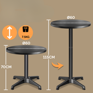 Höhenverstellbarer Aluminium Stehtisch NERO Ø60cm, schwarz