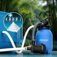 Sandfilteranlage für Pool mit Filterbällen, 5 000 l/h, blau