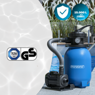 Sandfilteranlage für Pool mit Filterbällen, 5 000 l/h, blau