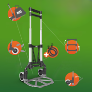 Höhenverstellbare Sackkarre TROY, max. 80kg, silber/schwarz