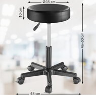 Hocker auf Rollen BONY, Ø35 cm, schwarz