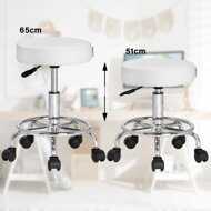 Hocker auf Rollen OXANA mit Fußstütze, Ø35 cm, weiß