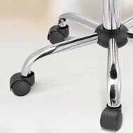 Hocker auf Rollen mit Rückenlehne ROLAND, Ø35 cm, weiß