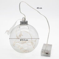 Weihnachtsleuchtkugel STAR, transparentes Glas, Ø 9,5 cm, warmweiß