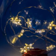 Weihnachtsleuchtkugel STAR, transparentes Glas, Ø 9,5 cm, warmweiß