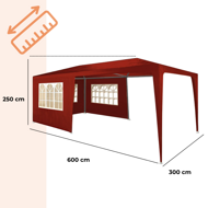 Party-Zelt NEAPOL, 3x6 m, rot