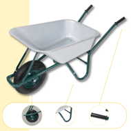 Schubkarre GREEN BARRY verzinkt, max. Kapazität 100 l/250 kg, silber/schwarz