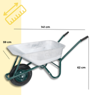 Schubkarre GREEN BARRY verzinkt, max. Kapazität 100 l/250 kg, silber/schwarz
