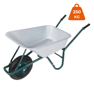 Schubkarre GREEN BARRY verzinkt, max. Kapazität 100 l/250 kg, silber/schwarz