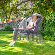 Hängesessel BOHO mit Kissen, Ø 61 cm, anthrazit