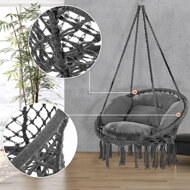 Hängesessel BOHO mit Kissen, Ø 61 cm, anthrazit