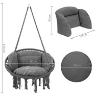 Hängesessel BOHO mit Kissen, Ø 61 cm, anthrazit