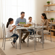 Essgruppe PAUL, 5-teilig, samtweiß