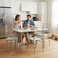 Essgruppe PAUL, 5-teilig, samtweiß