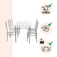 Essgruppe PAUL, 5-teilig, samtweiß