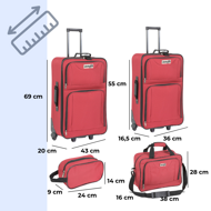 Kofferset TRAVEL, 5-teilig, rot