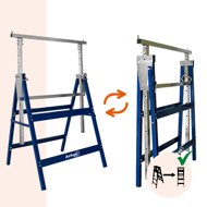 Teleskopische Gerüstböcke DANNY, 2er-Set, max. 200 kg, 69x57x81-130 cm, silber/blau