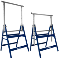 Teleskopische Gerüstböcke DANNY, 2er-Set, max. 200 kg, 69x57x81-130 cm, silber/blau