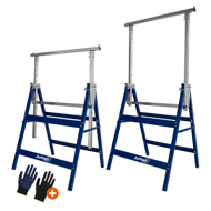 Teleskopische Gerüstböcke DANNY, 2er-Set, max. 200 kg, 69x57x81-130 cm, silber/blau