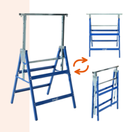 Teleskopische Gerüstböcke DANNY, 2er-Set, max. 200 kg, 60x56x81-130 cm, silber/blau