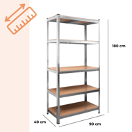 Hochlastregal HEAVY, max. 875 kg, 90x40x180 cm, silber