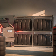 Reifenregal TYRE, 120x40x180 cm, max. 795 kg, Stahl/hellbraun