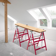 Teleskopische Gerüstböcke DANNY, 2er-Set, max. 200 kg, 60x56x81-130 cm, silber/rot