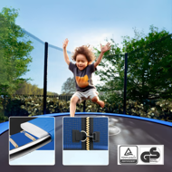 Trampolin mit Sicherheitsnetz JUMP, Ø244cm, schwarz/blau