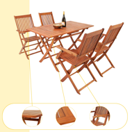 Sitzgruppe SYDNEY, 5-teilig, Naturholz