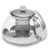 Teeset mit Sieb TEA, transparent, silberfarben