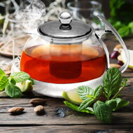 Teeset mit Sieb TEA, transparent, silberfarben