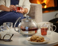 Teeset mit Sieb TEA, transparent, silberfarben