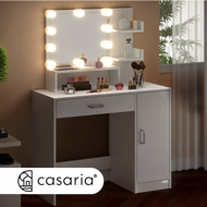 Schminktisch JOCELYN mit Beleuchtung, 140×90×40cm, weiß