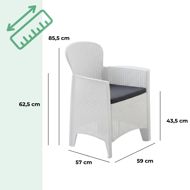 Gartenmöbel-Set AKITA, 3-teilig, weiß