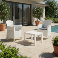 Gartenmöbel-Set AKITA, 3-teilig, weiß