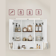 Badezimmerschrank mit Spiegel BEVERLY, mit Beleuchtung und höhenverstellbarem Regalboden, Weiß