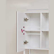 Badezimmerschrank mit Spiegel BEVERLY, mit Beleuchtung und höhenverstellbarem Regalboden, Weiß