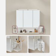 Badezimmerschrank mit Spiegel BEVERLY, mit Beleuchtung und höhenverstellbarem Regalboden, Weiß